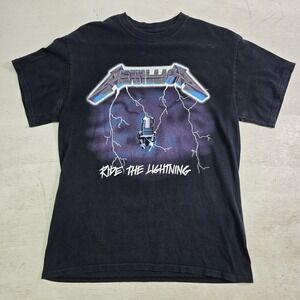 Metallica Ride The Lightning Retro Faded Black T-Shirt Heavy Metal Men's M